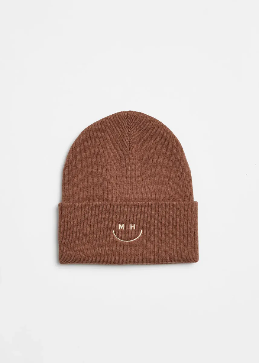 Alice &amp; Wonder Adult Mad Hatter Smiley Cuff Beanie (Choose Color), Color: Roasted Pecan