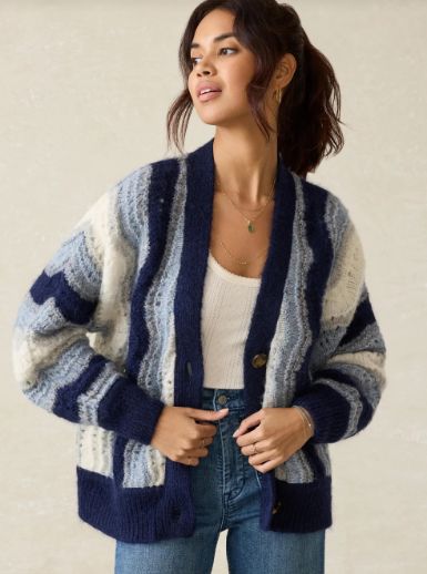 Faherty Freeride Cardigan- Indigo Wave