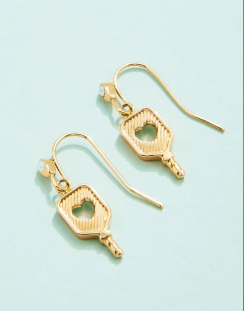 Spartina Pickleball Paddle Earrings Gold