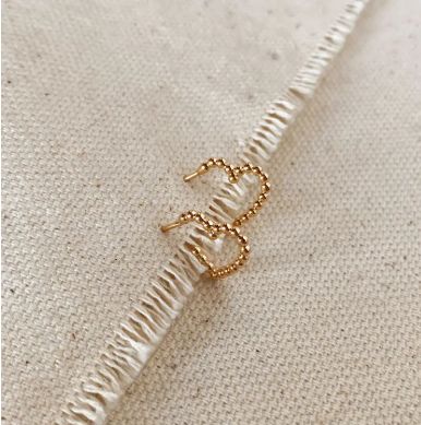 18k Gold Filled Heart Beaded Shaped Hoop