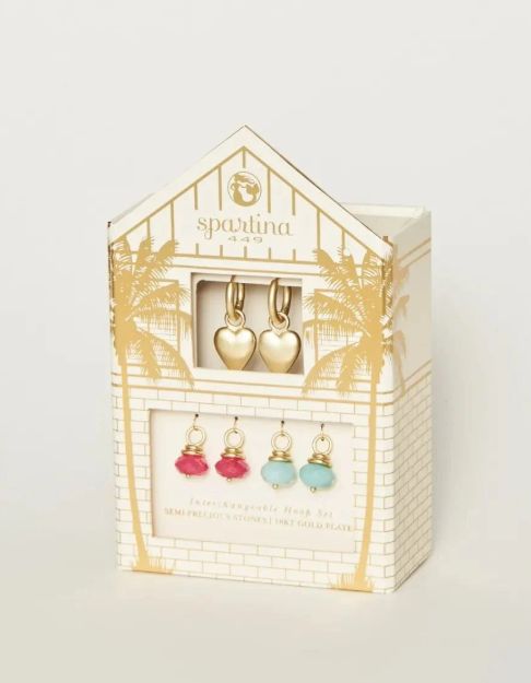 Spartina 449 White Hall Bauble Store Hoop Earring Set Heart