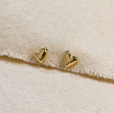 18K Gold Filled Mini Uneven Heart Stud Earrings