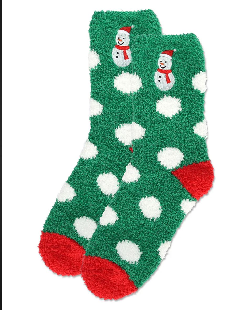 Women&#39;s Polka Dot Snowman Embroidery Cozy Socks