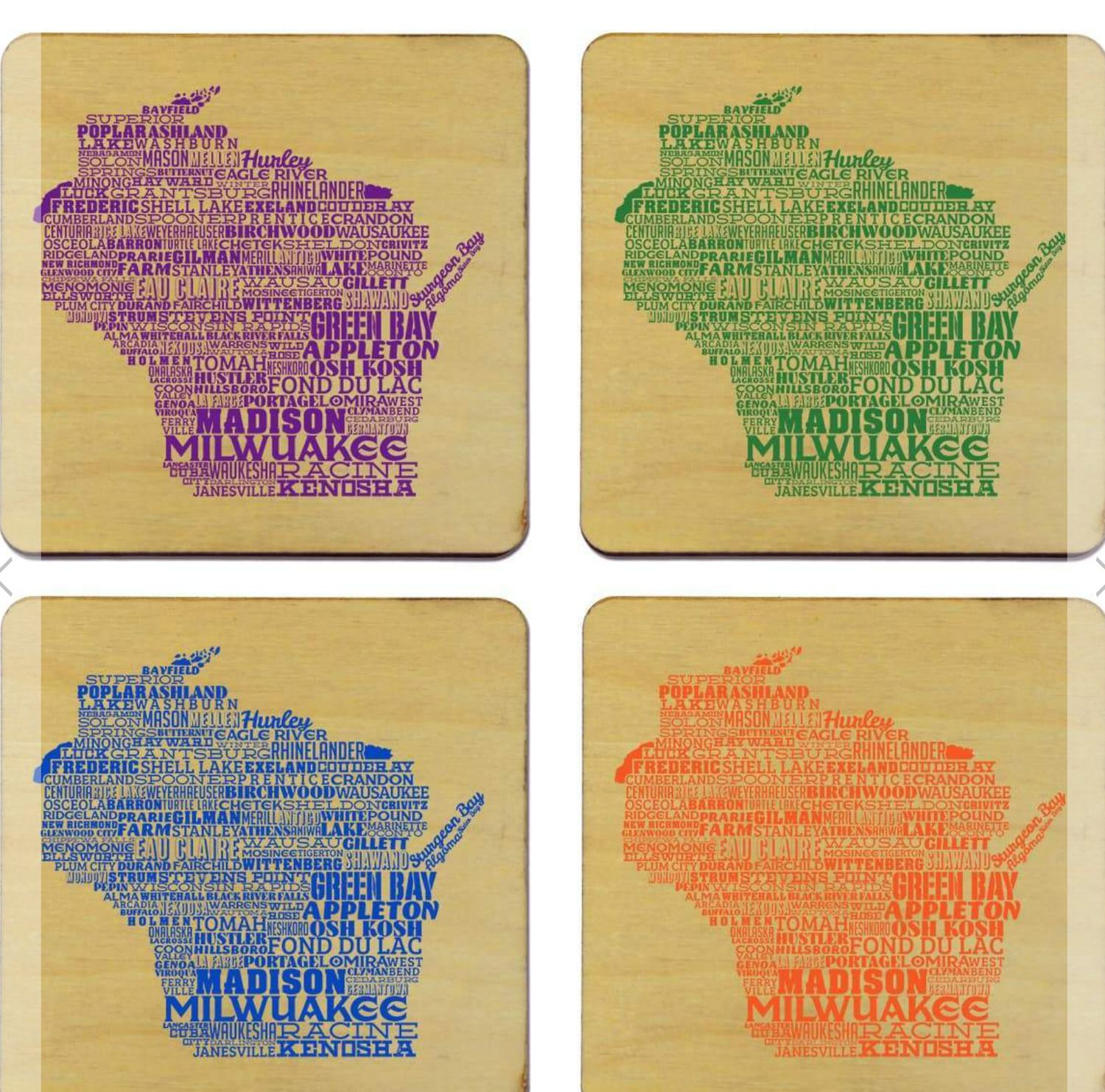 State Typography Coaster Set/4