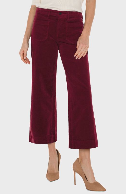 Liverpool Corduroy Crop Wide Leg Ruby
