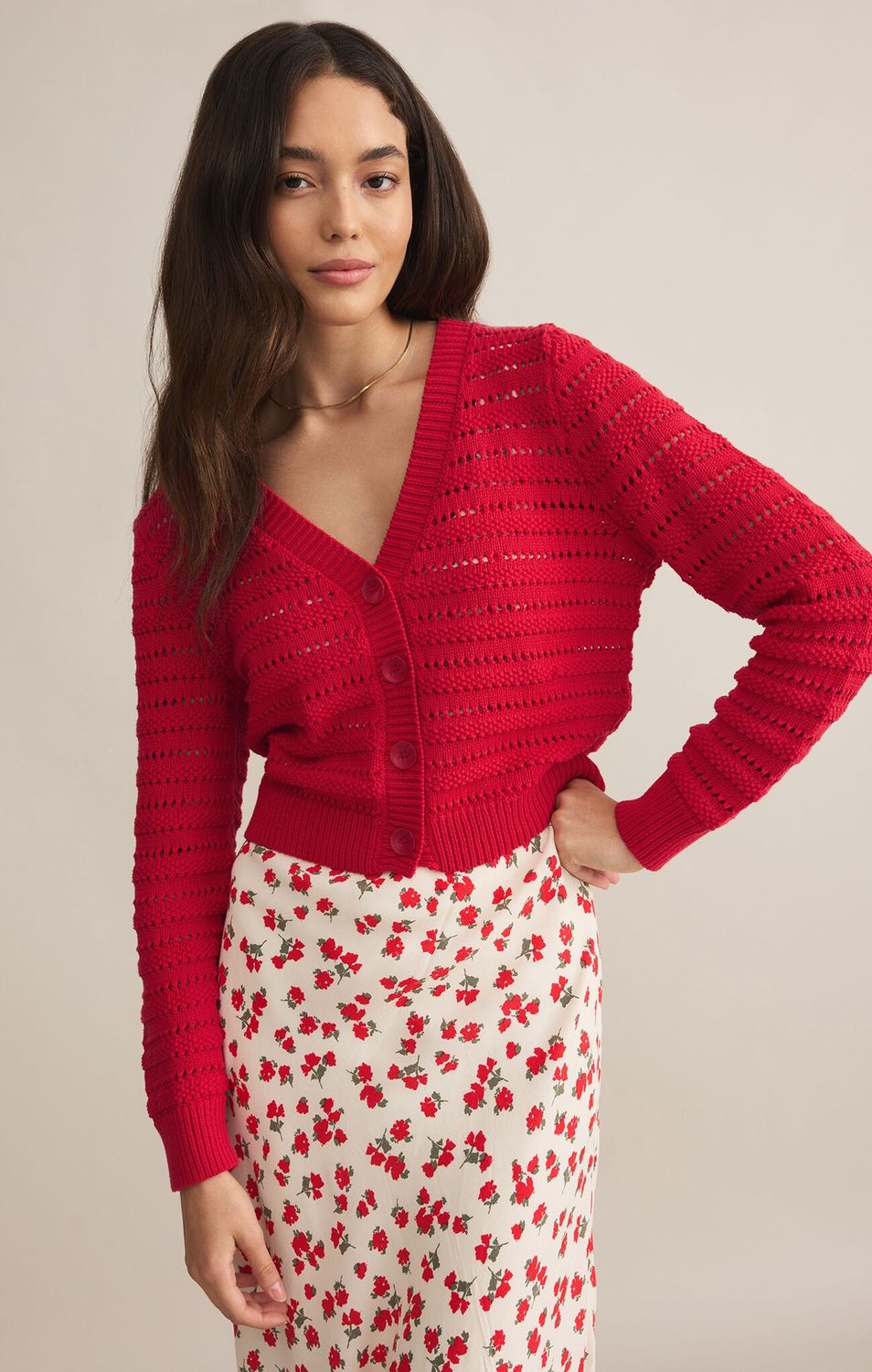 Z Supply Romance Cardigan Cherry