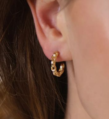 18K Gold Filled Chain C-Hoop Earrings