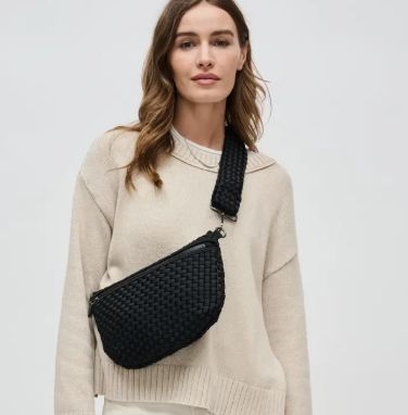Sol and Selene Ethereal - Woven Neoprene Crossbody Bag (Black)