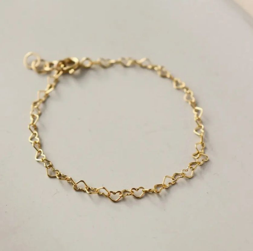Token Jewelry Heart Chain Bracelet in 14k Gold Fill