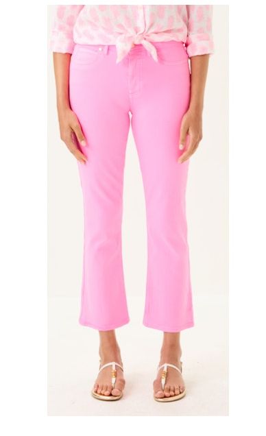 Lilly Pulitzer 27&quot; Annet High Rise Crop Flare Jean Rousseau Pink