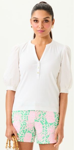 Lilly Puiltzer Ronson Knit Top Resort White
