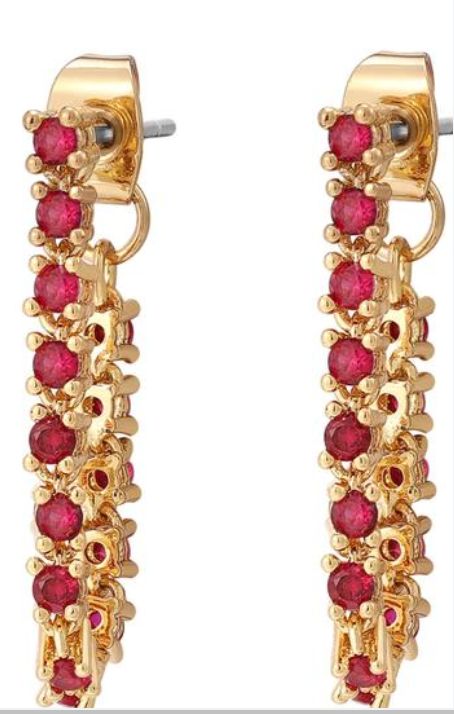 LUV AJ Ballier Stud Earrings Ruby Red