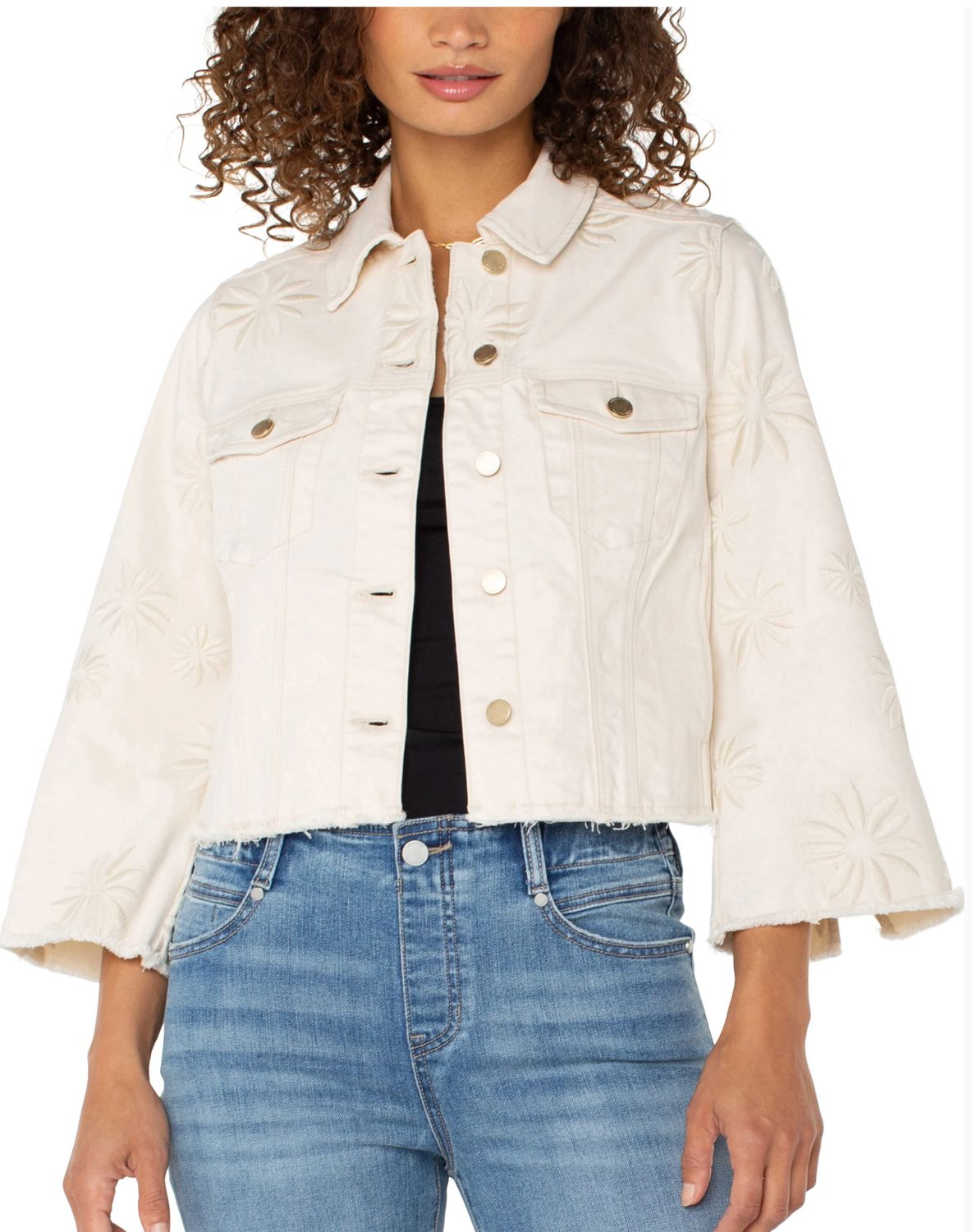 Liverpool Jacket With Wide Sleeves (Ecru abstract floral)