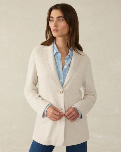 Faherty Inlet Knit Blazer Light Oatmeal Melange