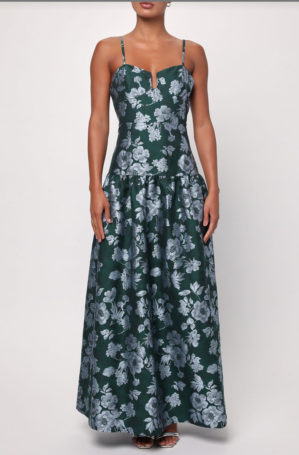 Lulus Ellie Floral Jacquard Sleeveless Gown