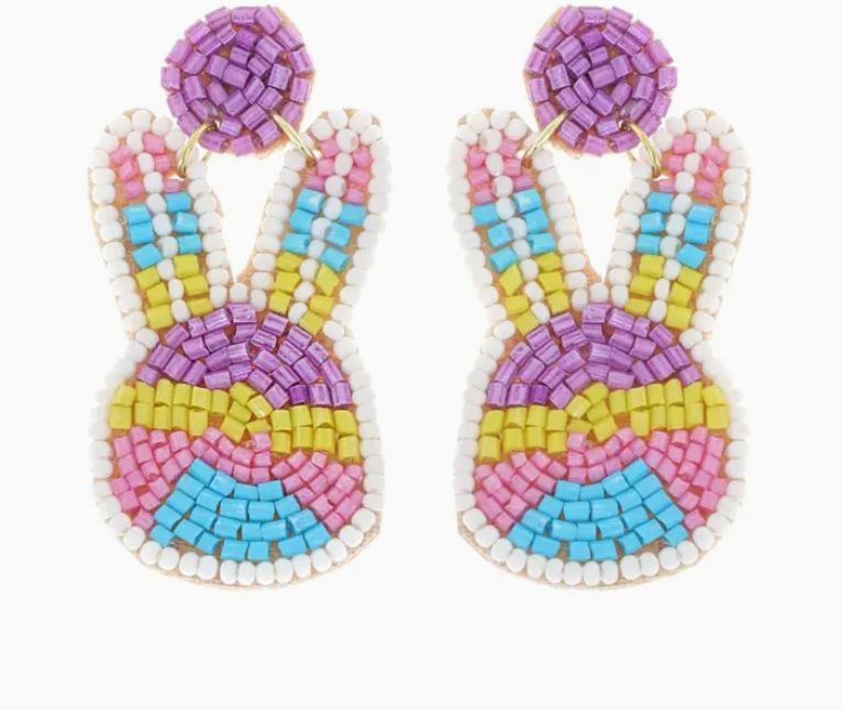 Multicolor Easter Bunny Beaded Earrings