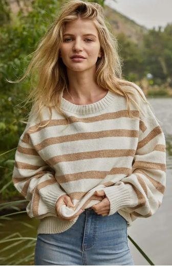 Davis Striped Sweater - Ivory