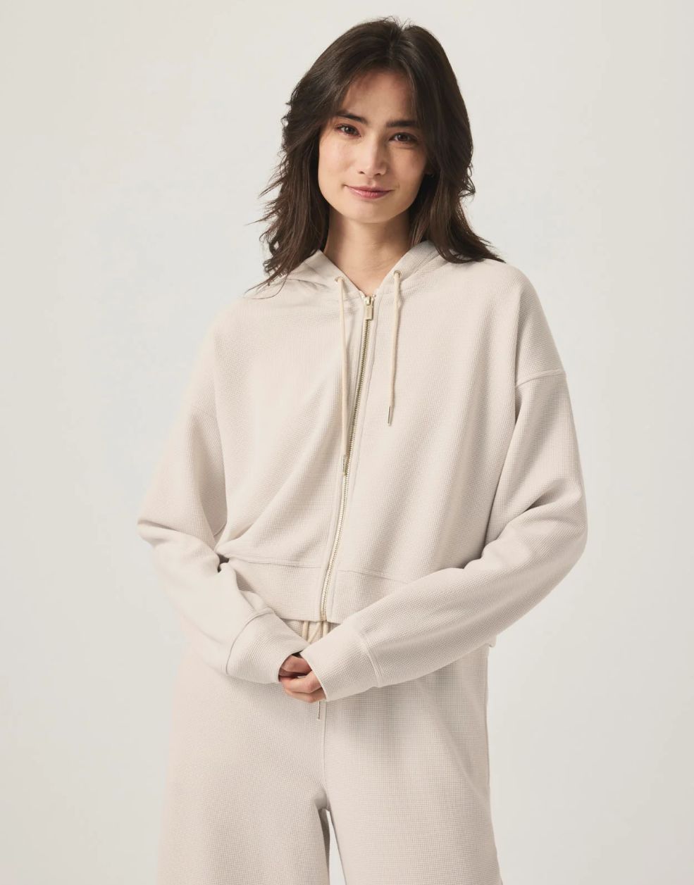 Splendid Waffle Scuba Zip-Up Pullover (Moonstone)
