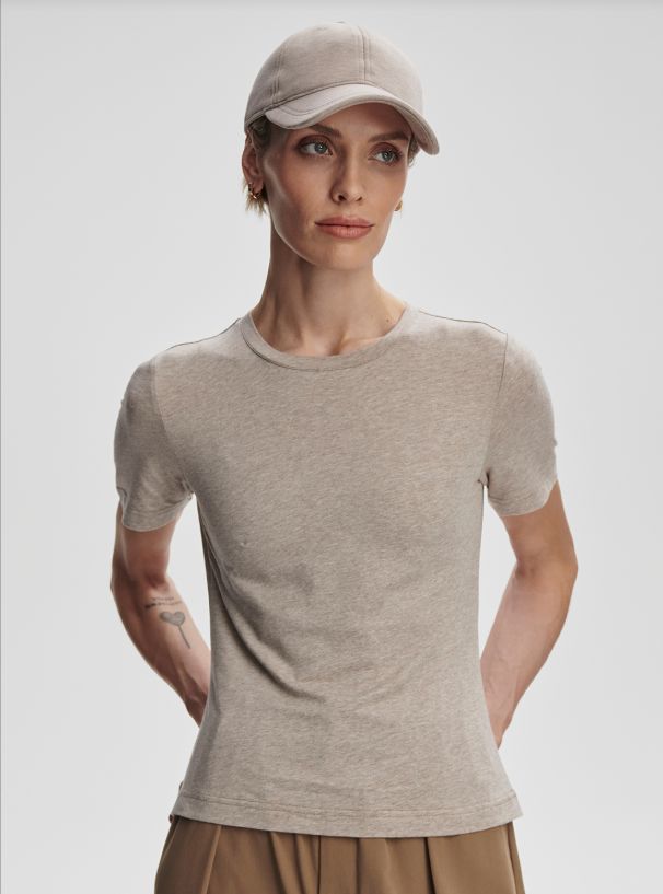 Varley Regina Fitted Tee Taupe Marl