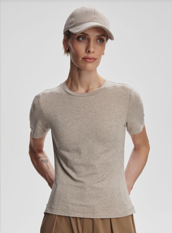 Varley Regina Fitted Tee Taupe Marl