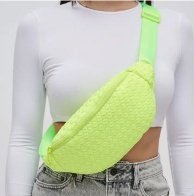 Sol and Selene Aim High Woven Neoprene Belt Bag (Neon Yellow)