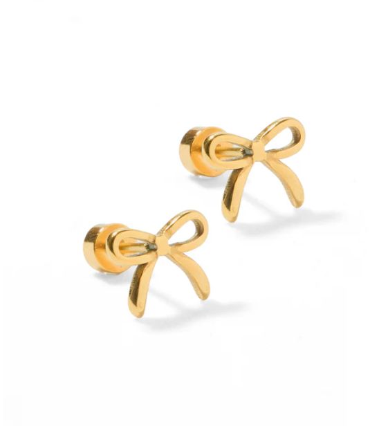 Linny Co Screwback Stud Earrings - Sadie Bow Gold