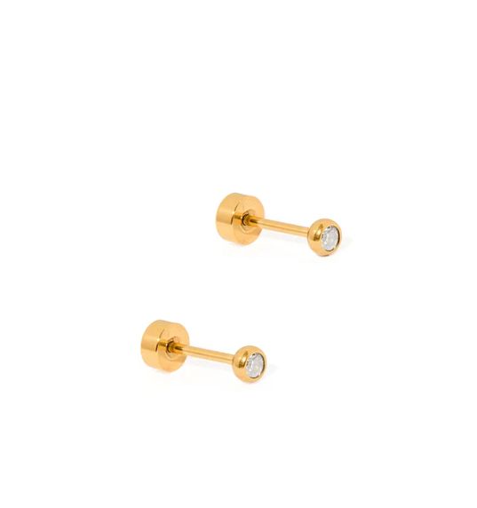 Linny Co Screwback Stud Earrings - Cooper Clear
