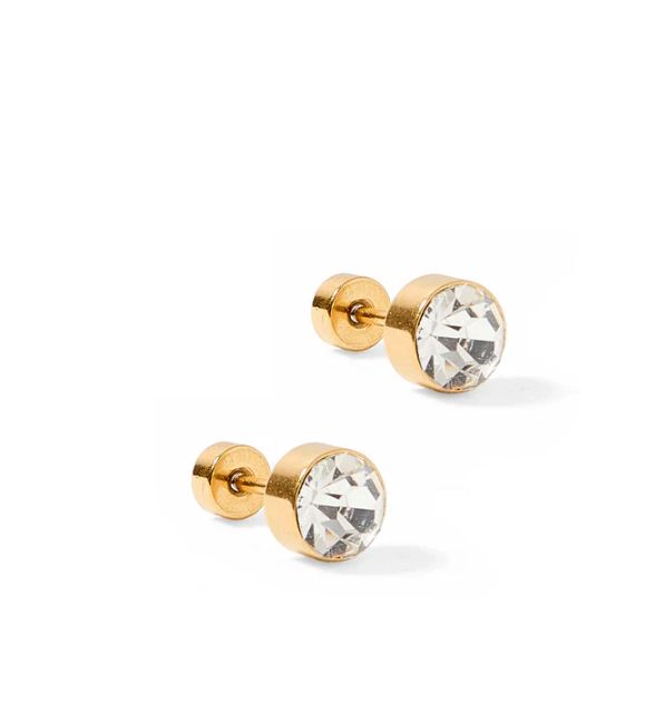 Linny Co Screwback Stud Earrings - Juliet Clear 5mm