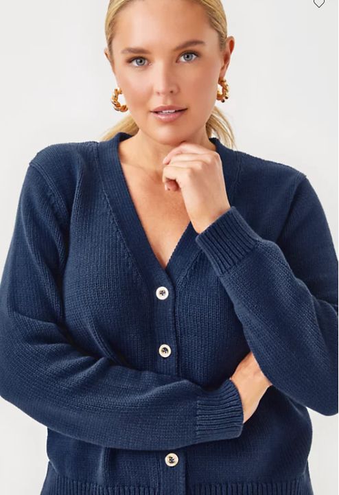 Lilly Puiltzer Tippery Cardigan Low Tide Navy