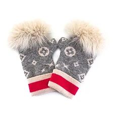 Mitchies Matching Knit Fingerless Gloves Louis Vuitton Inspired Monogram Pattern
