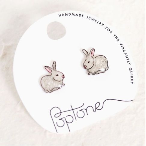 Poptone Bunny Rabbit Stud Earrings Easter Spring