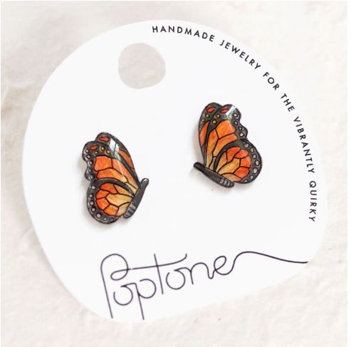 Poptone Monarch Butterfly Stud Earrings