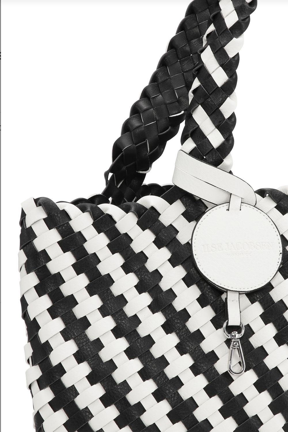 Ilse Jacobson Black and Sugar White Woven Tote