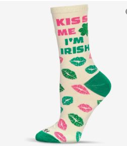 Kiss Me I&#39;m Irish Bamboo Crew Socks