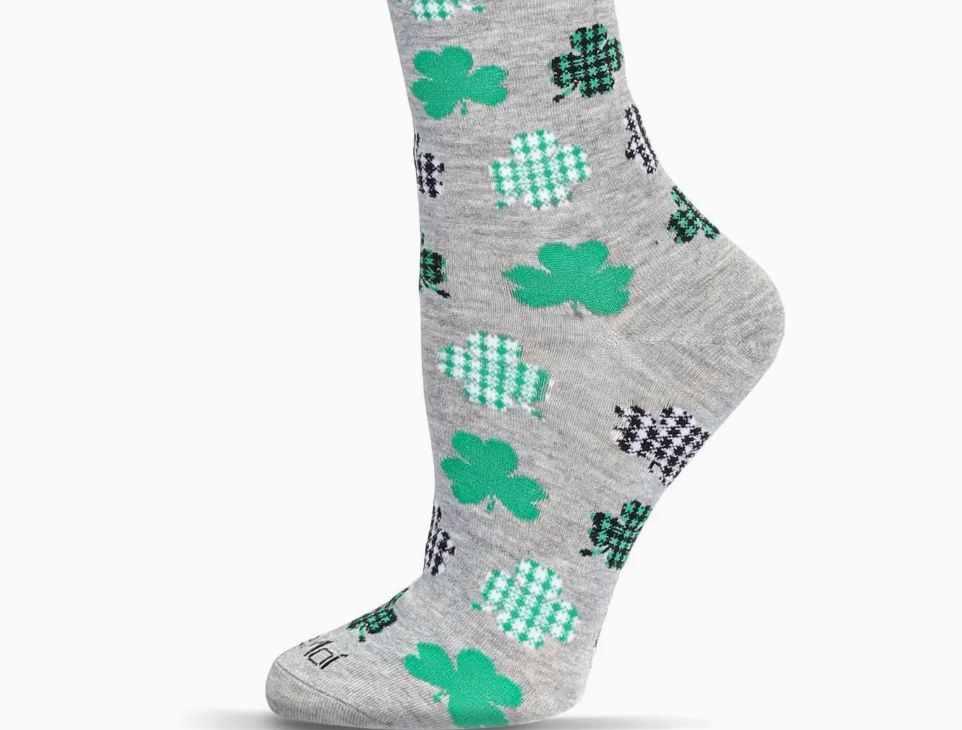 Buffalo Plaid Shamrocks Bamboo Crew Socks