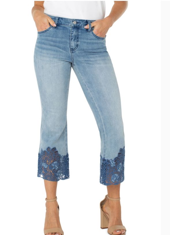 Liverpool Hannah Crop Flare With Crochet Hem