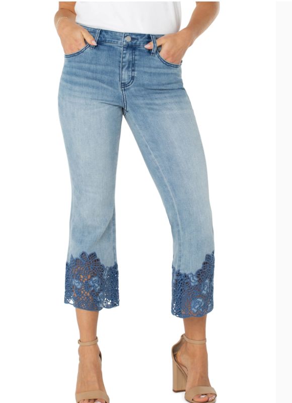 Liverpool Hannah Crop Flare With Crochet Hem