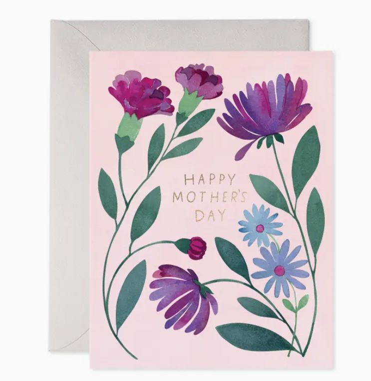 Purple Floral Mother&#39;s Day Greeting Card