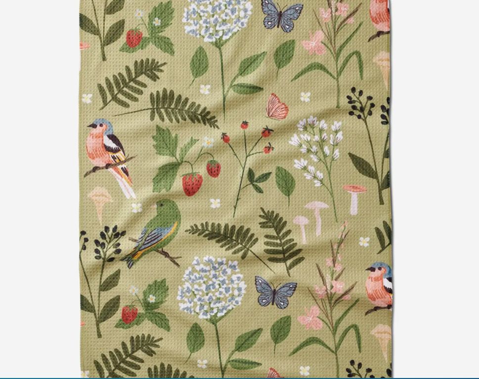 Geometry Good Green Earth Tea Towel