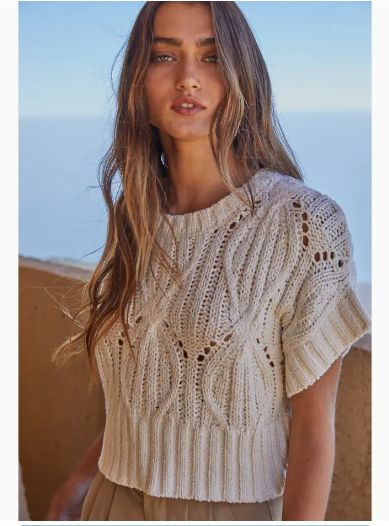 By Together Crochet Knit Sweater Cream