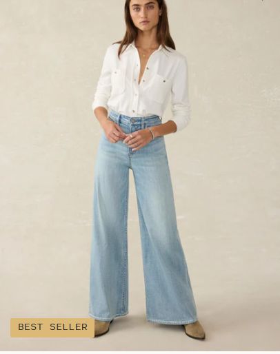 Faherty Brand Saturday Denim Wide Leg West Cove Wash