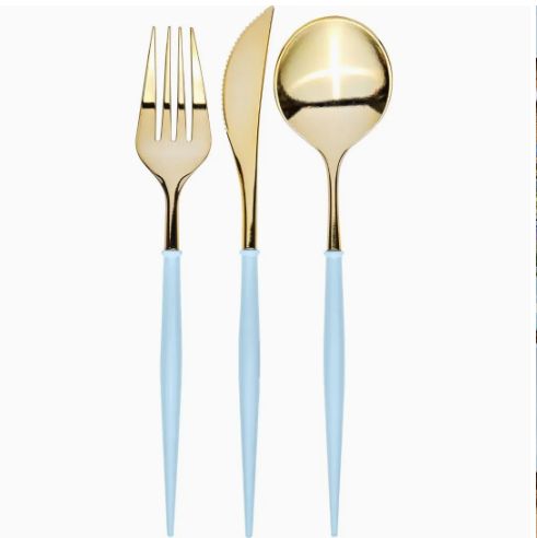 Sophistiplate Bella Cutlery Gold/Sky Blue Handle/24pkg