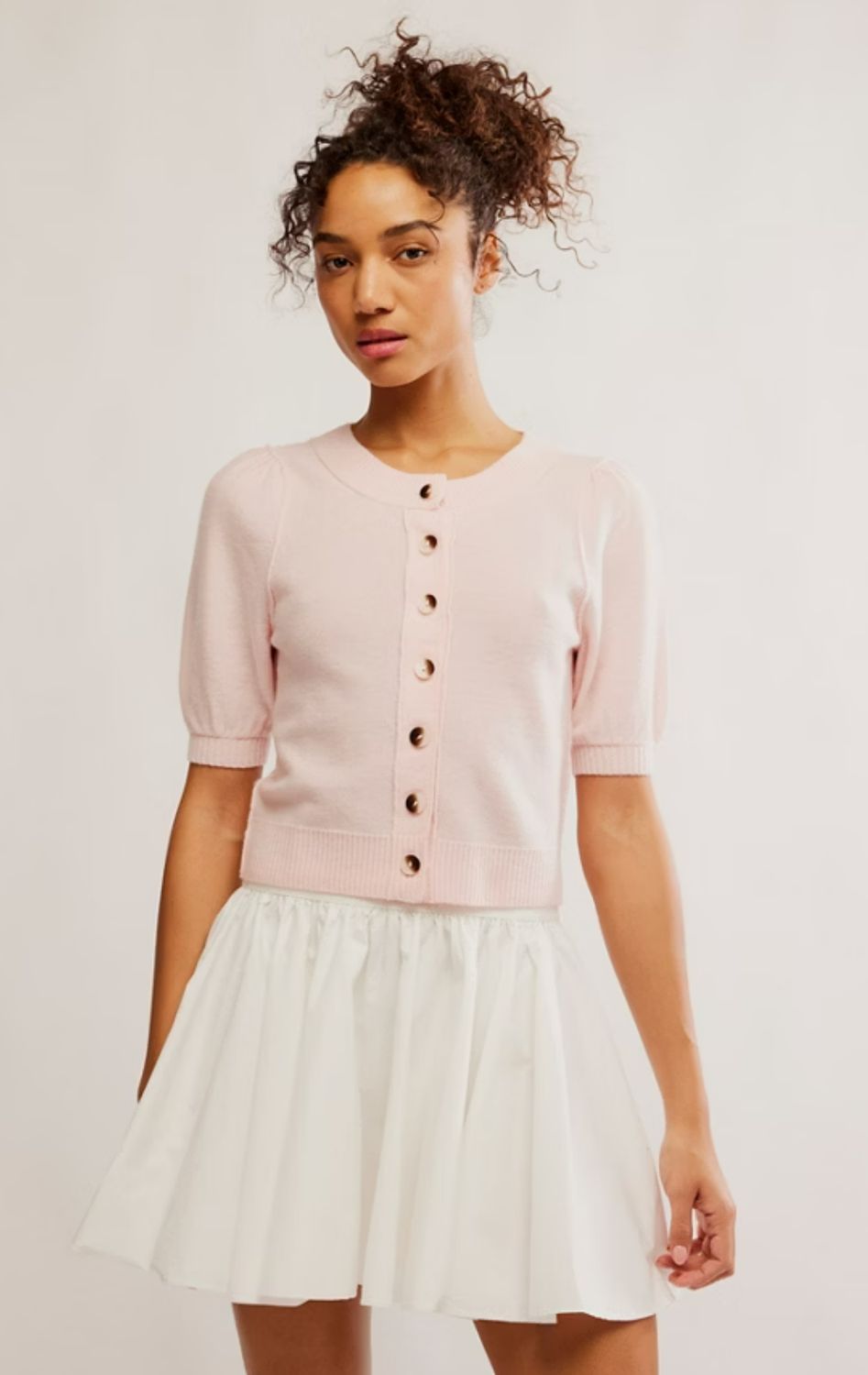 Free People Isla Solid Cardi (Pale Pink)