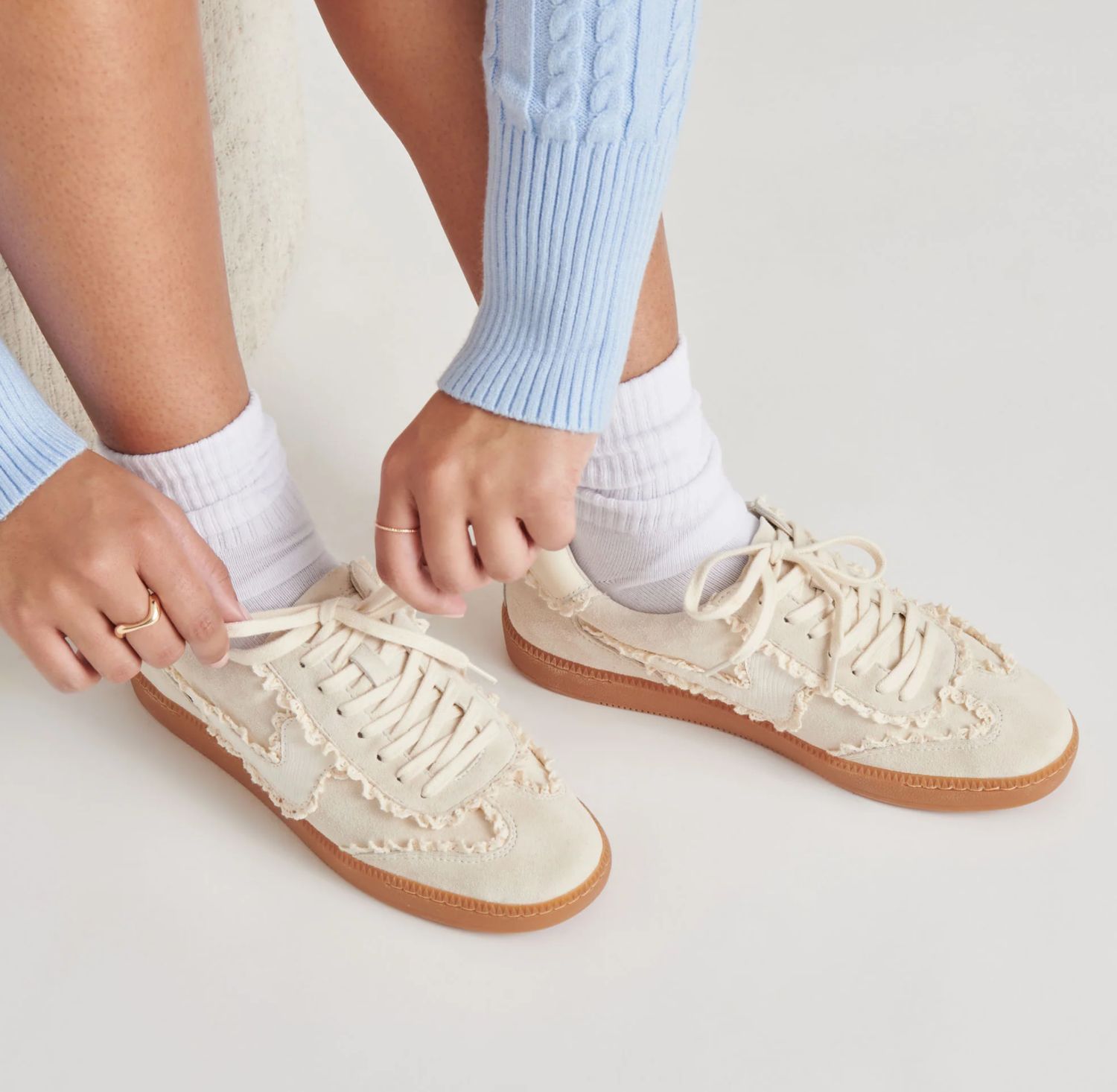 Dolce Vita Notice Lace Sneakers (Ivory Suede)
