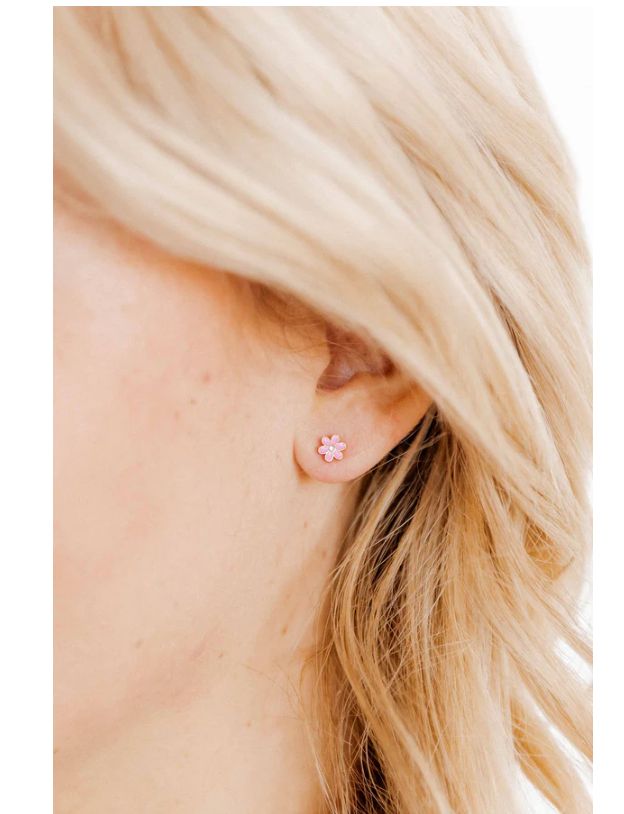 Linny Screwback Stud Earrings - Alli Pink