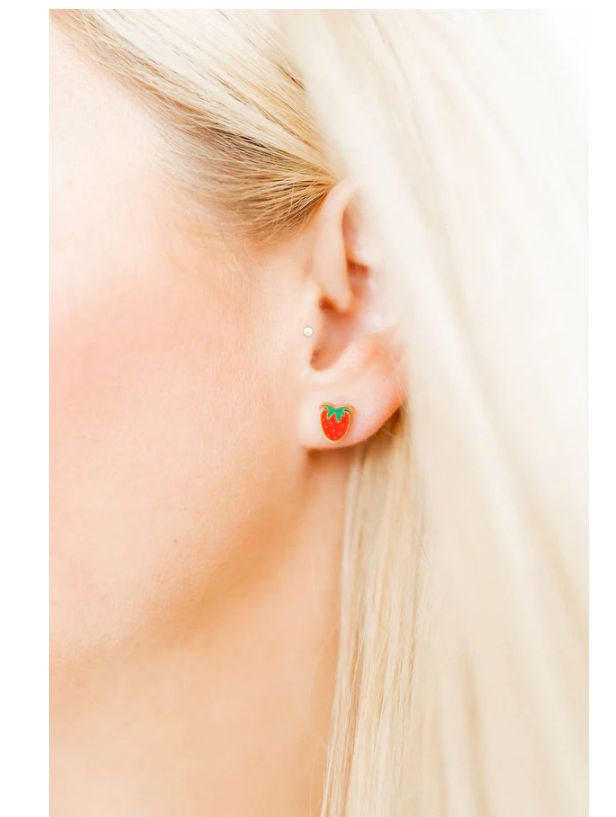 Linny Co Screwback Stud Earrings - Strawberry Shortcake