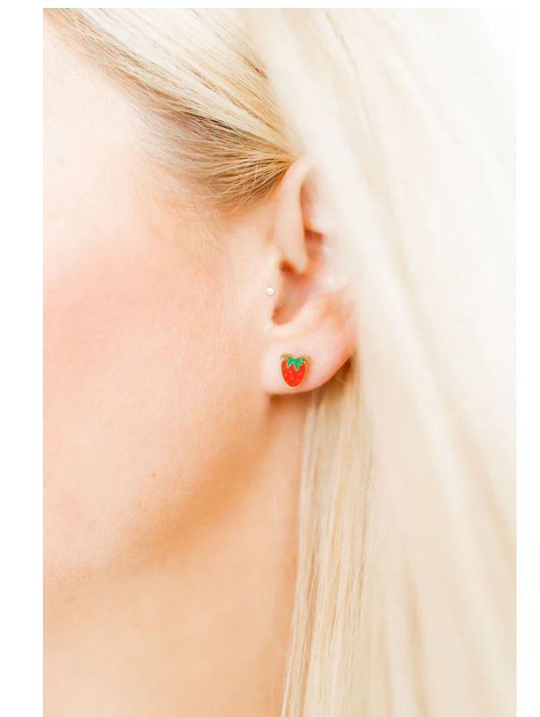 Linny Co Screwback Stud Earrings - Strawberry Shortcake