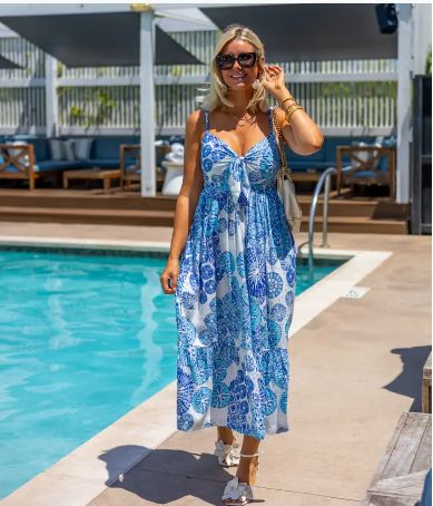 La Mer Luxe Martina Midi Dress - Periwinkle Sea Urchin