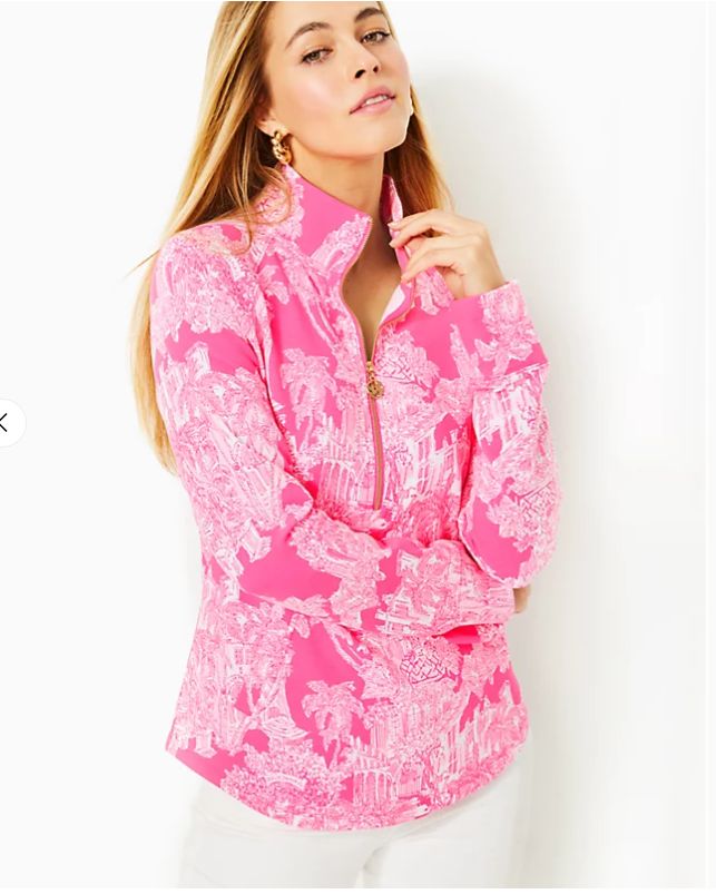 Lilly Pulitzer UPF 50+ Skipper Popover Roxie Pink Pb Anniversary Toile