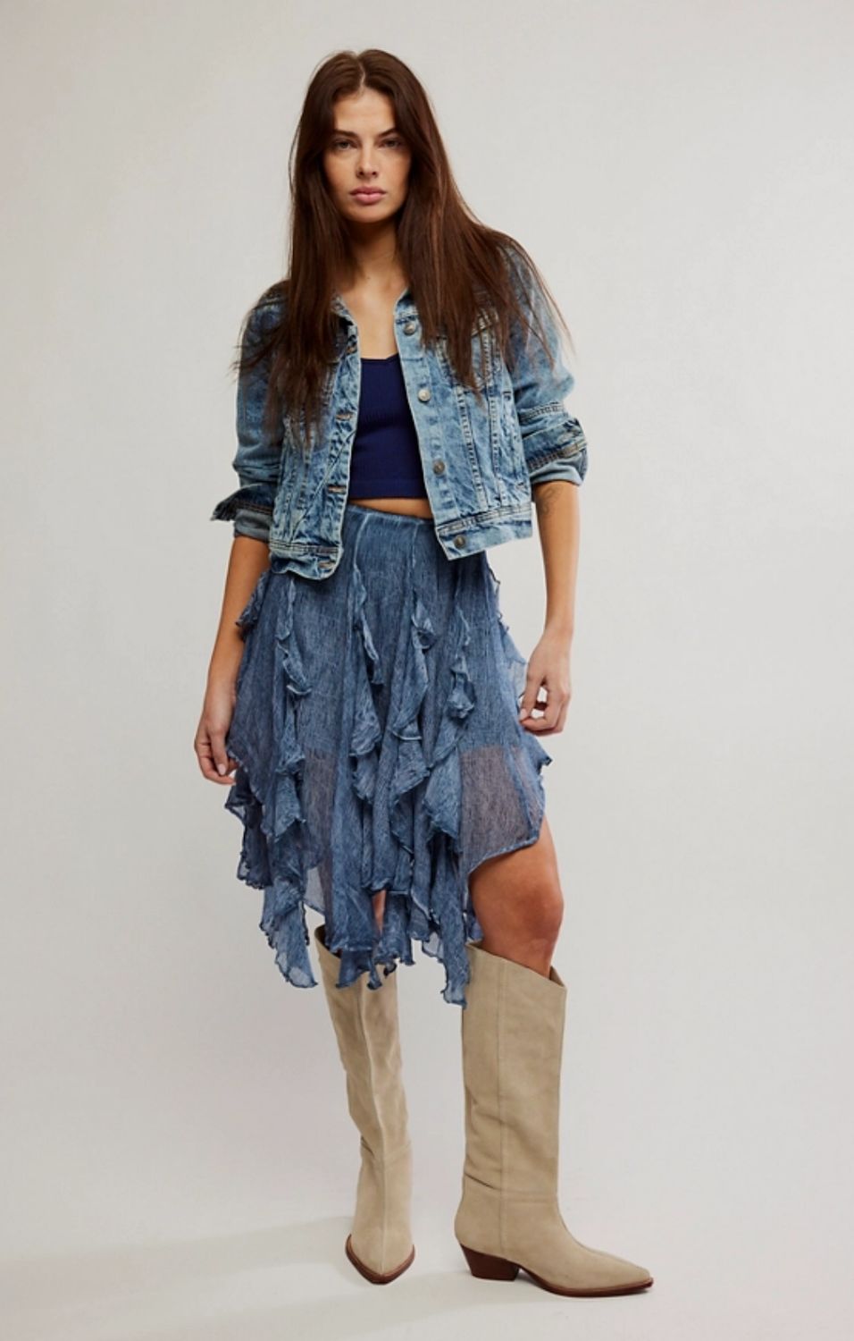 Free People Susanna Knee-Length Midi Skirt